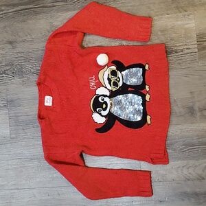 Justice Flip Sequins Chillin' Penguins Sweater Size 7